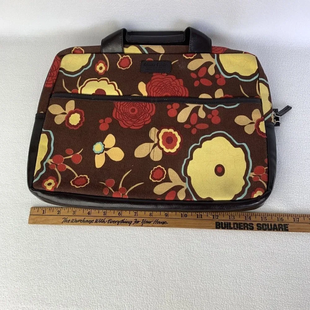 Kailo Chic Collection Slim Brief Notebook Laptop Carrying Case Brown Floral